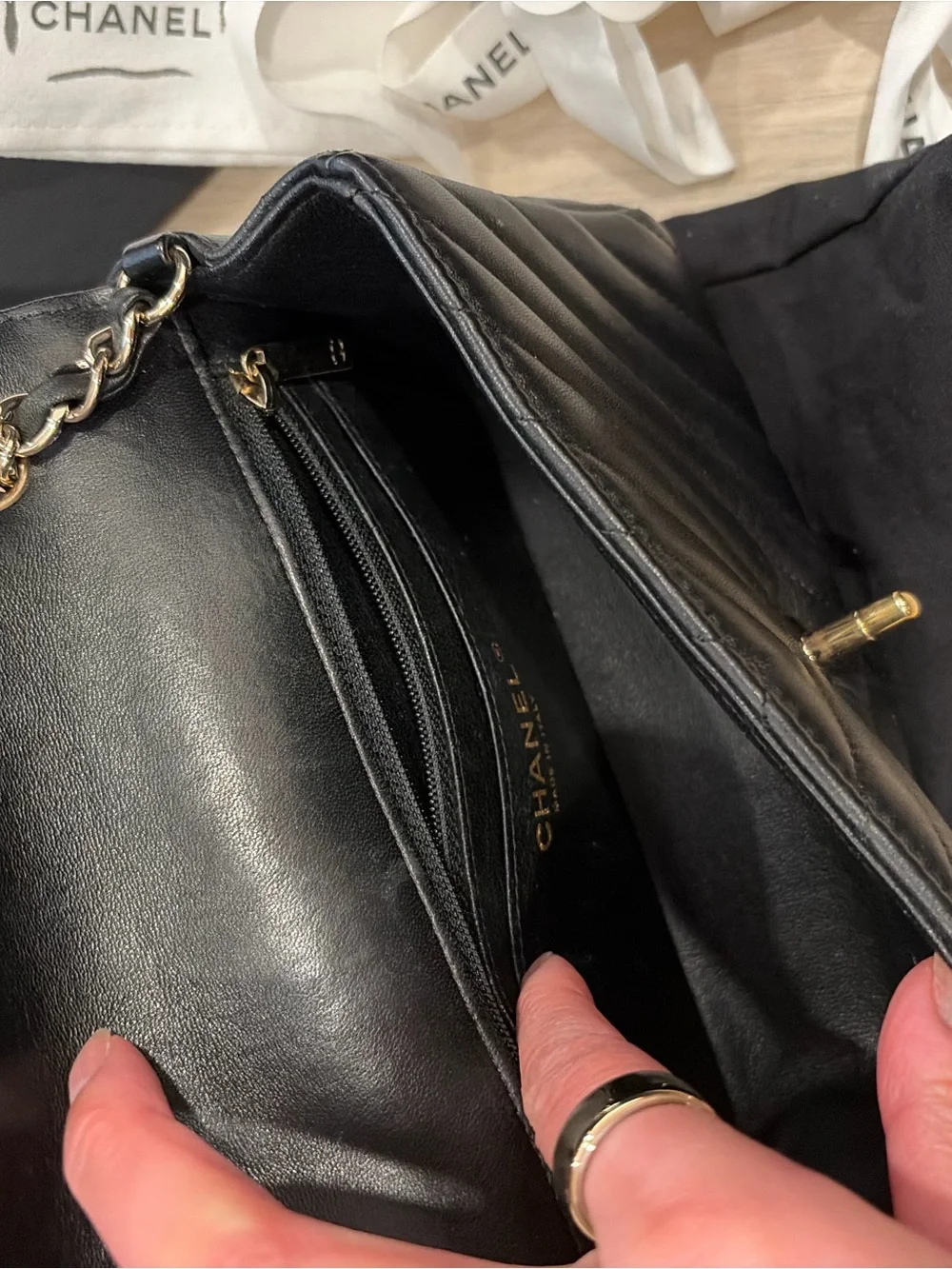 CHANEL Quilted Leather Bag with Chain Strap